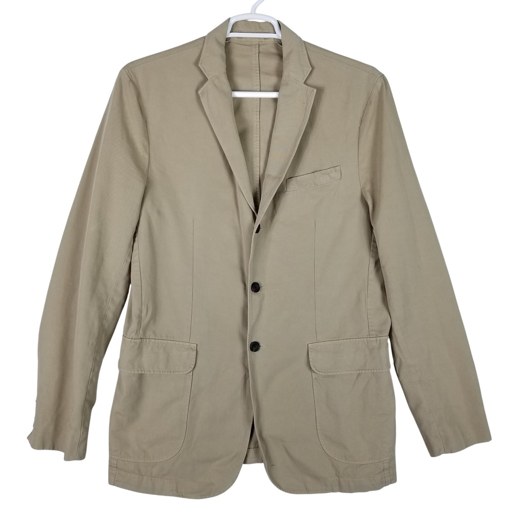 OOBE Brand Sport Coat Mens 42L Khaki Cotton Linen Three Button Blazer ORMJ10887